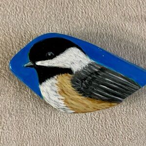 Handcrafted Rock Art “Chickadee “